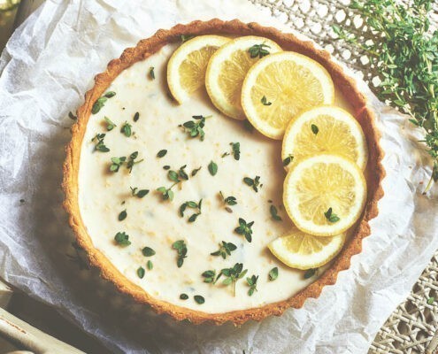 recette tarte végétalienne au citron et au thym