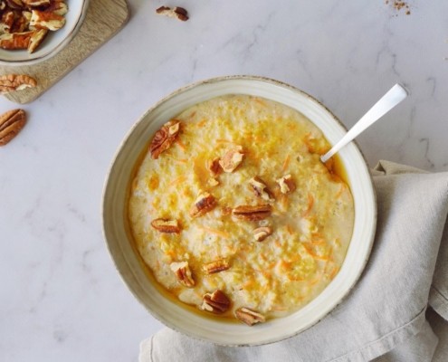 Carrot cake aux flocons d’avoine et noix de pécan