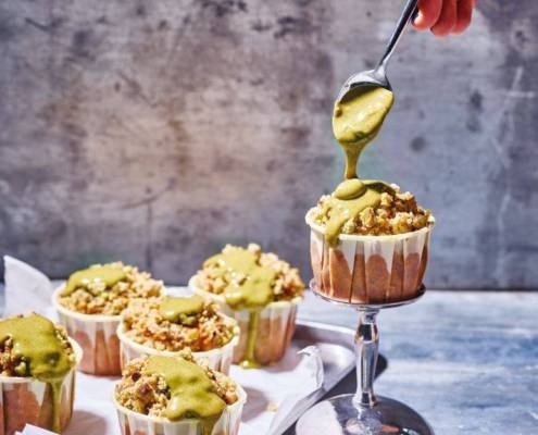 muffins véganes à la pistache