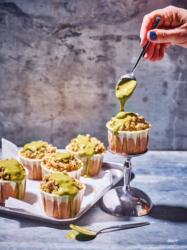 muffins véganes à la pistache
